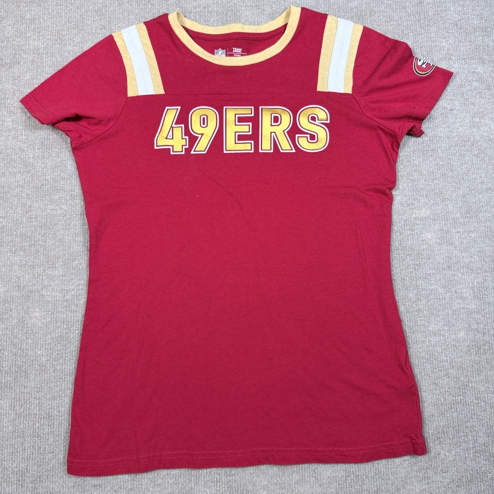NFL Team Apparel San Francisco 49ers Red Gold Graphic T-Shirt Womens Medium